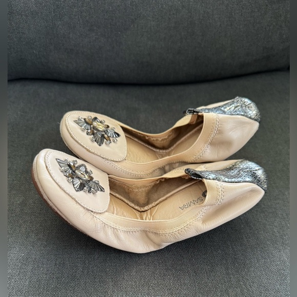 Yosi Samra Orly leather with rhinestone embellishment foldable ballet flats sz 8 - Picture 7 of 9